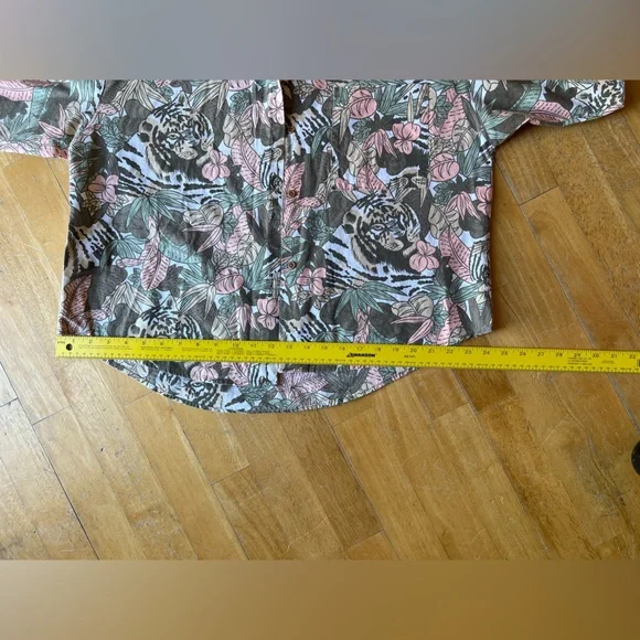 Just Cristina Floral and Tiger Print Shirt Vintage 90s beach BoHo - Picture 5 of 14